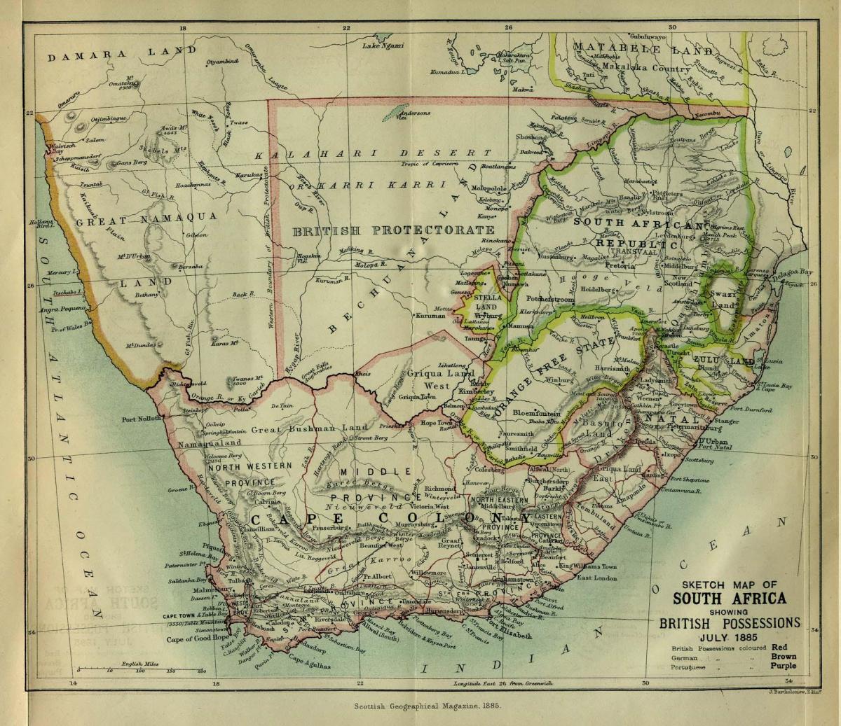 الخريطة التاريخية لجنوب أفريقيا