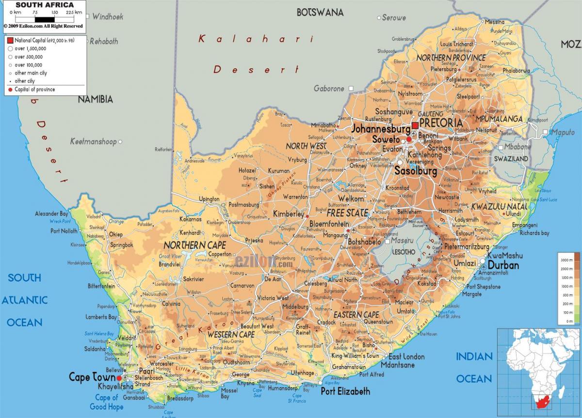 خريطة كبيرة من جنوب أفريقيا