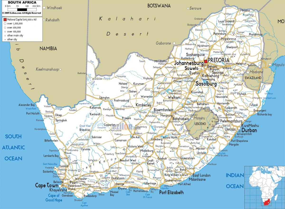 خريطة مدينة جنوب أفريقيا