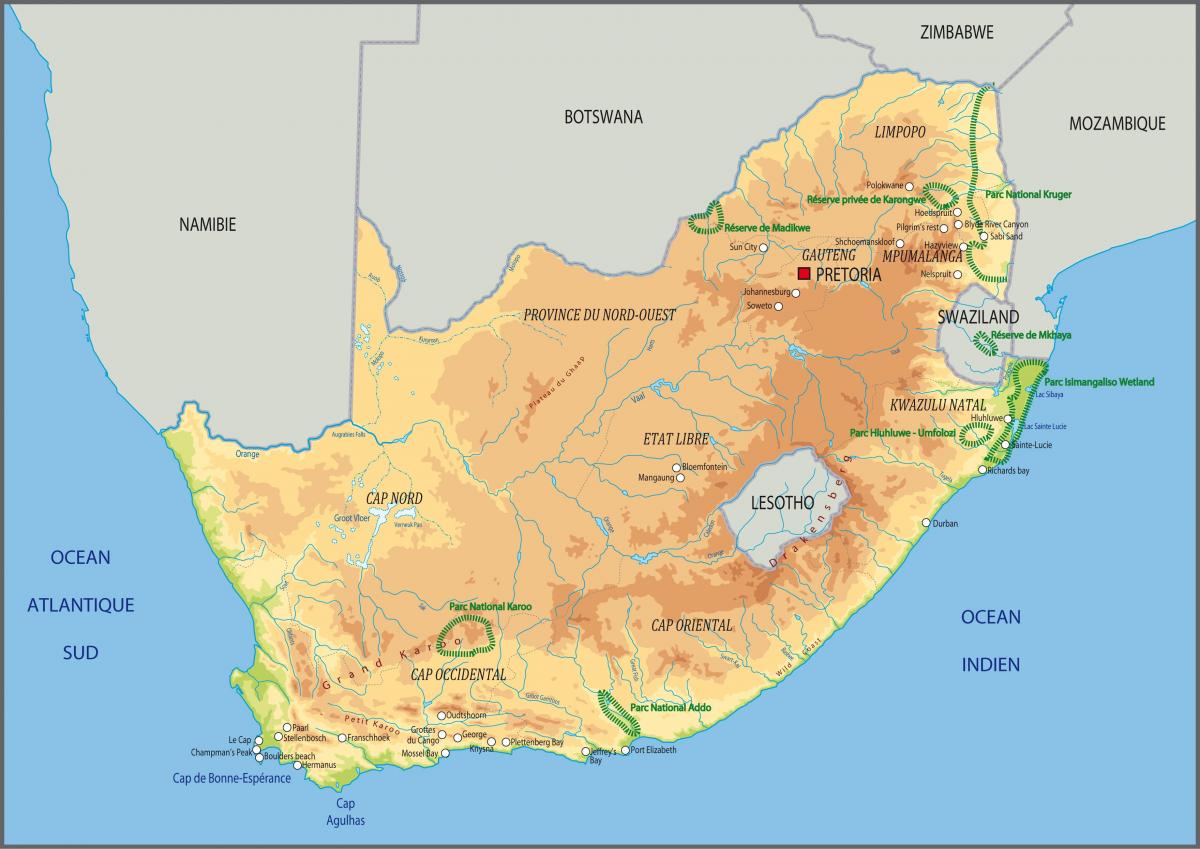 خريطة ارتفاع جنوب أفريقيا