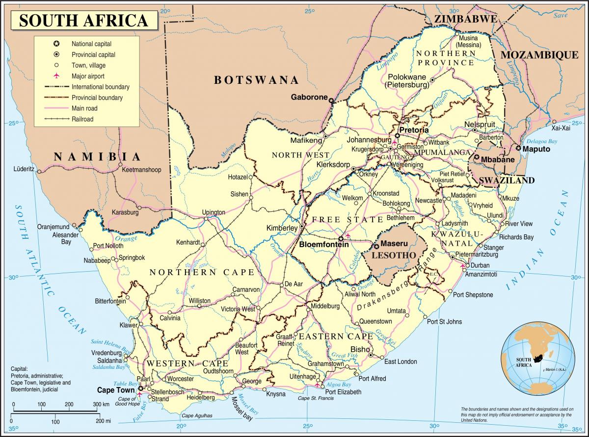 خريطة البلد جنوب أفريقيا