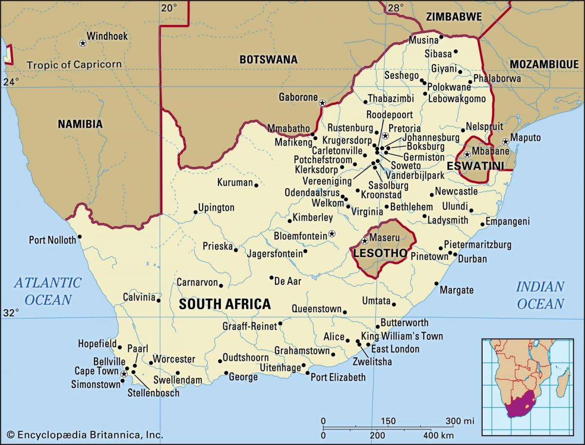 جنوب أفريقيا على الخريطة