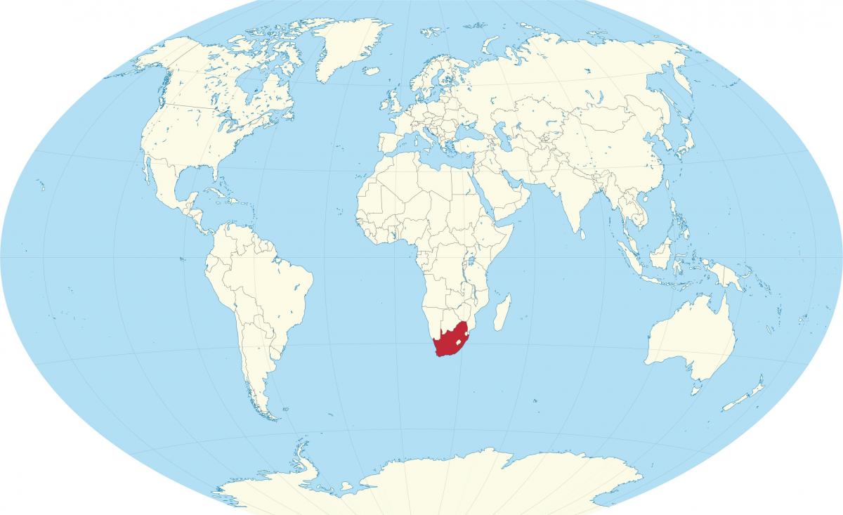 موقع جنوب أفريقيا على خريطة العالم